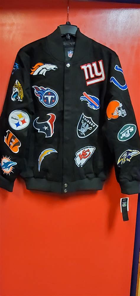 NFL All Teams Patch Black Varsity Jacket LA10B646 - 195195494281