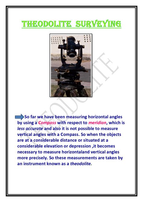 SOLUTION: Theodolite surveying - Studypool