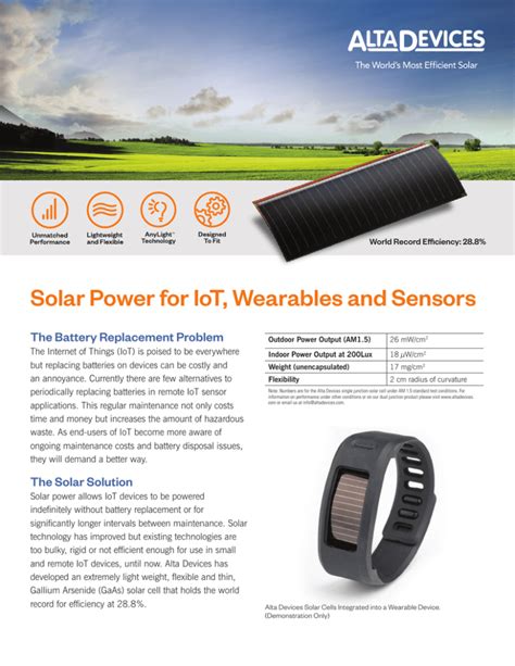 Solar Power for IoT, Wearables and Sensors