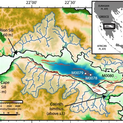 Map of the Gulf of Corinth and Corinth Rift system. Includes primary ...