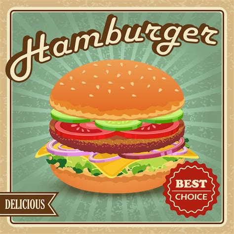 Premium Vector | Burger background in vintage style