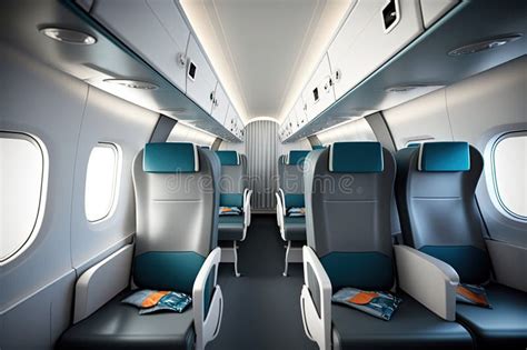 Interior of a Small Airplane Cabin with Comfortable Seats, Overhead ...