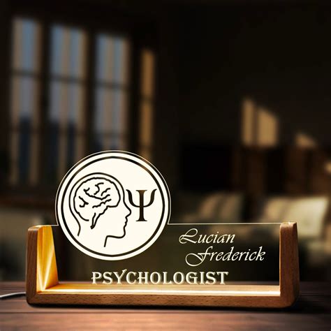 Custom Psychologist Desk Name Plate Personalized Psychology Professor LED Light Wooden Base ...