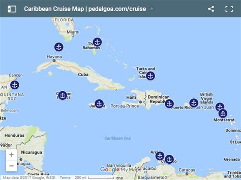 Map of Caribbean cruise ports, Caribbean islands. Activities, vacation ...