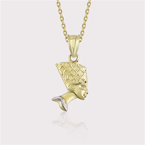 Queen Nefertiti Necklace - 10K Gold Yellow and White Gold- Antonius Jewelry