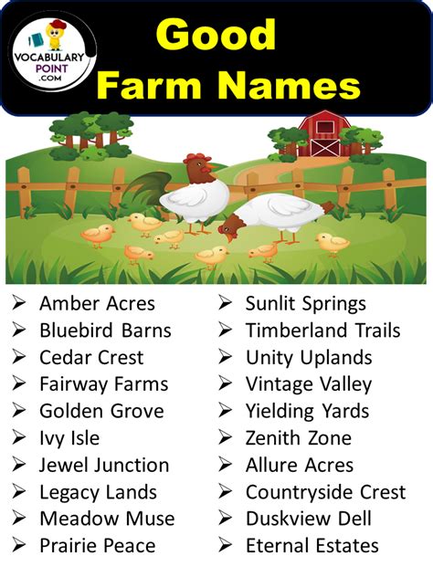 250+ Best Farm Names (Whimsical, Funny & Rustic) - Vocabulary Point