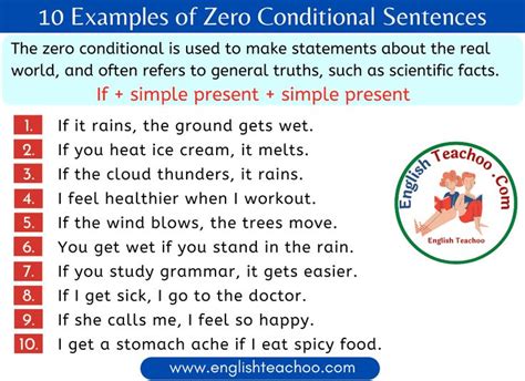 10 Examples of zero conditional sentences - EnglishTeachoo ...