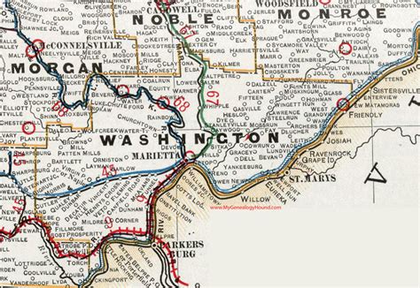 Washington County, Ohio 1901 Map, Marietta, OH