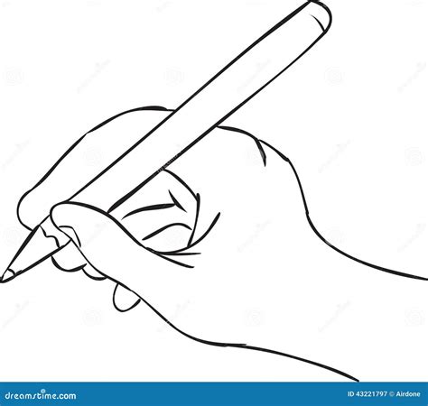 Hand Holding Pen in Writing Position Stock Vector - Illustration of sketch, drawing: 43221797