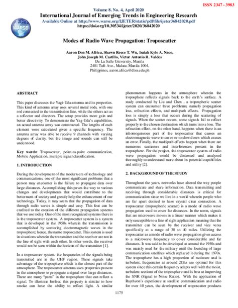 (PDF) Modes of Radio Wave Propagation: Troposcatter | WARSE The World Academy of Research in ...