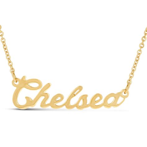 Chelsea Nameplate Necklace In Gold | SuperJeweler.com