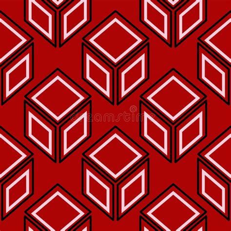 Black and White Geometric Seamless Pattern. on Red Background Stock Vector - Illustration of ...