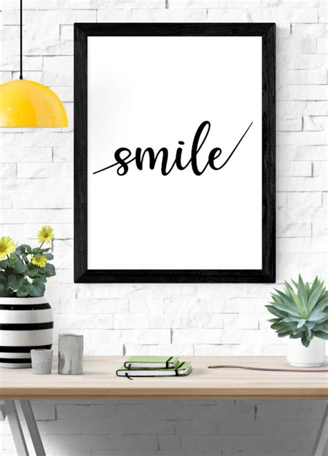 Smile : Black and White Printable Wall Art Quote - Etsy