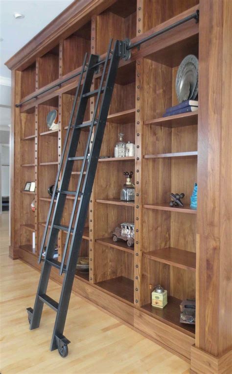 Bedroom : Library Bookcase With Ladder Library Ladder Rolling ...