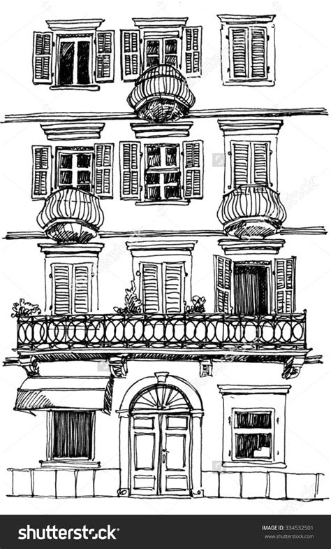 Old building. Sketch. Freehand drawing. | Building sketch, Buildings ...