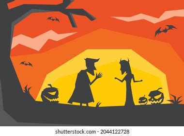 Illustration Silhouette Halloween Scene Stock Vector (Royalty Free ...