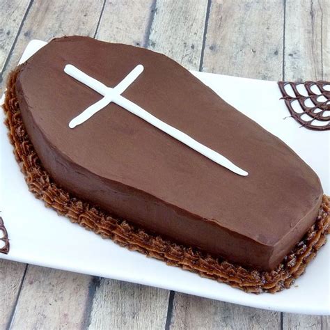 Coffin cake, not for the recipe but for the how to make the cake shape ...