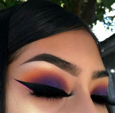 Purple and orange sunset eyeshadow look | Purple makeup, Eye makeup ...