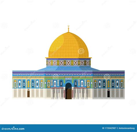 Dome of the Rock Jerusalem. Isolated on White Background Vector Illustration Stock Vector ...