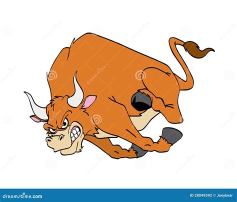 Bull Charging stock vector. Illustration of animals, strength - 28049592