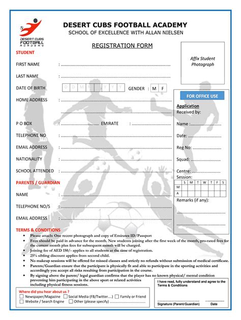 Football Academy Registration Form 2023 - Fill Online, Printable ...