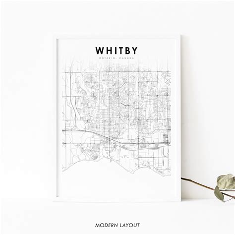 Whitby Ontario Map Print, ON Canada Map Art Poster, Ajax Oshawa, City ...