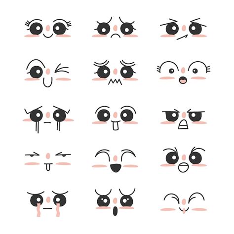 Free Vector | Hand drawn flat design kawaii face collection