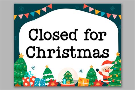 Free Printable Closed for Christmas Sign Template Set