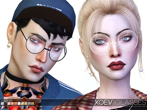 Round glasses in 10 colors, all genders. Found in TSR Category 'Sims 4 Female Glasses' Sims 4 Cc ...