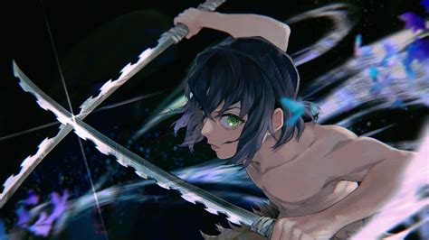 Demon Slayer Black Hair Inosuke Hashibira With Two Swords 4K HD Anime Wallpapers | HD Wallpapers ...