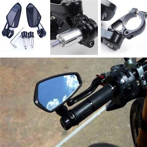 7/8 22mm Motorcycle Mirrors Bar End Blue Glass Rear View Motor ...