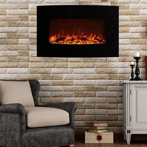 Madison 35 Inch Ventless Heater Electric Wall Mounted Fireplace - Log