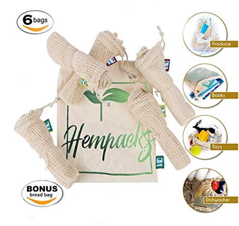 Reusable Hemp Produce Bags Natural Eco Friendly Organic Re-sack Onya Cotton Muslin Fresh Mesh ...