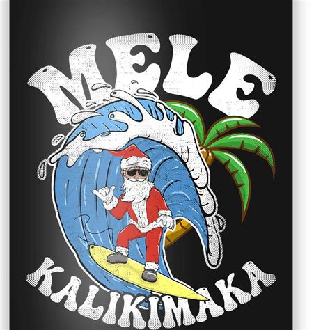 Mele Kalikimaka Christmas Surf Santa Surfing Hawaii Poster | TeeShirtPalace