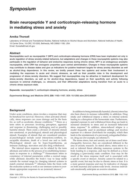 (PDF) Neuropeptide Y in Brain Function