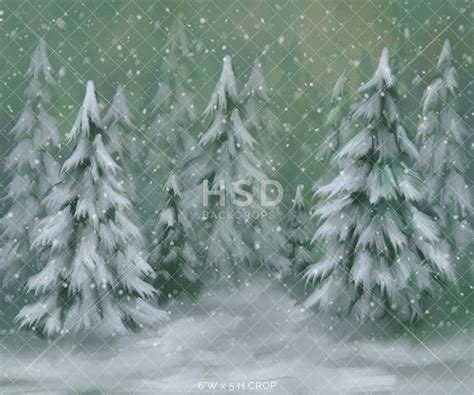 Winter forest backdrop with snowy forest trees in winter wonderland