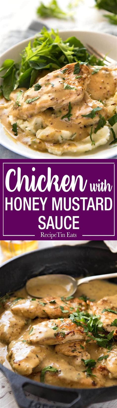 Honey Mustard Chicken - Chicken simmered in a homemade honey mustard sauce. Super easy, super ...