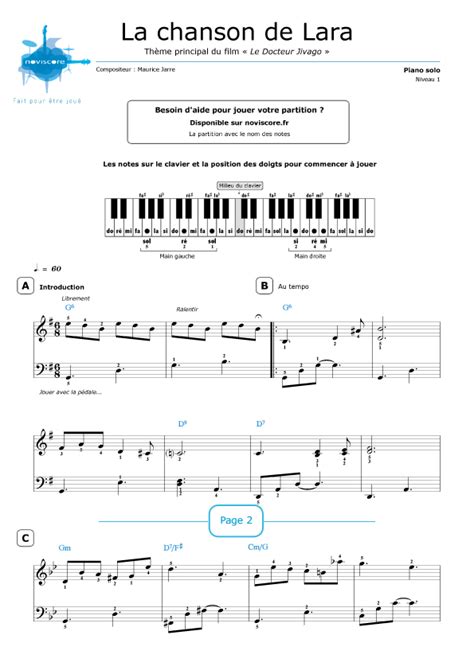 Piano sheet music Lara's Theme (Maurice Jarre) | Noviscore sheets