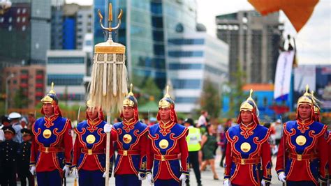 ULAANBAATAR, MONGOLIA - JULY 2013: Mongolian Army Dressed With Traditional Military Uniforms For ...