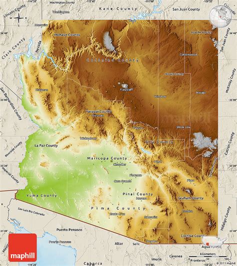 Arizona Elevation Map With Cities - Map