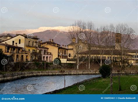 View of Rieti Italy stock image. Image of center, river - 136892461