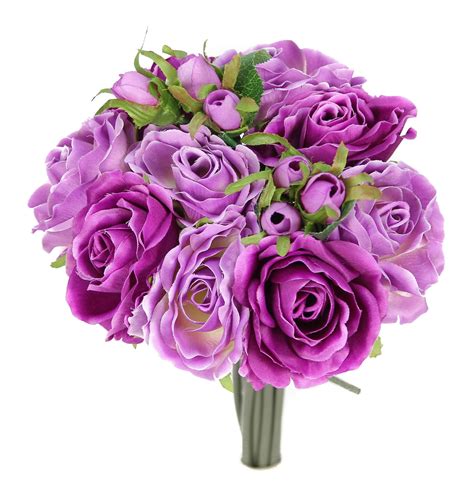 Rose Silk Flower Bouquet Lilac Mix - Walmart.com