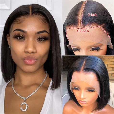 180-Bob-Wig-Straight-Lace-Front-Human-Hair-Wigs-T-Part-Hd-Transparent-Lace-Frontal-Wig-Remy ...