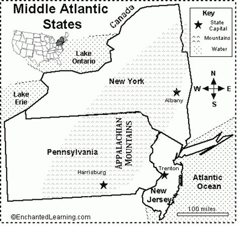 Mid Atlantic States And Capitals Map - Printable Map