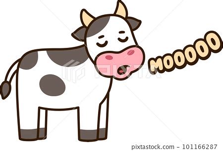 Cute cartoon cow saying Moo - Stock Illustration [101166287] - PIXTA