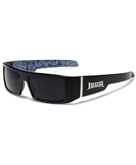 Original Gangster Rectangle Sunglasses - Black | Blue Bandana Print - CE11O6IQGH5