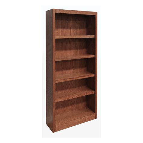 Concepts in Wood 5 Shelf Wood Bookcase, 72 inch Tall - Oak Finish - Walmart.com