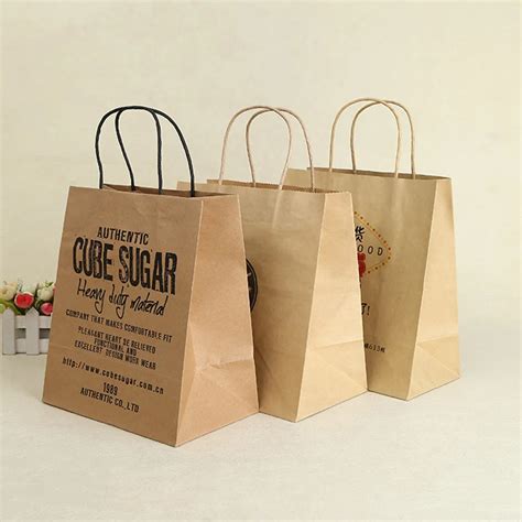 500pcs/lot custom printed logo gift kraft paper bag/Recyclable brown kraft paper bag/white kraft ...