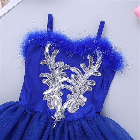 zdhoor Kids Girls Sequins Ballet Dance Leotard Beads Swan Lake Tutu Dress with Long Gloves and ...