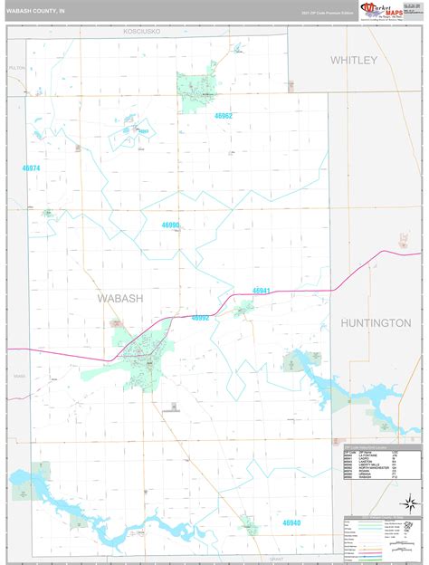 Wabash County, IN Wall Map Premium Style by MarketMAPS